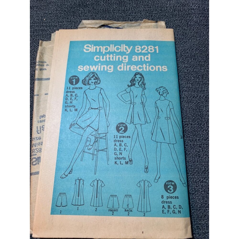 Simplicity 8281 Vintage Sewing Pattern 1960s Womens Dress Shorts Size 10 uncut